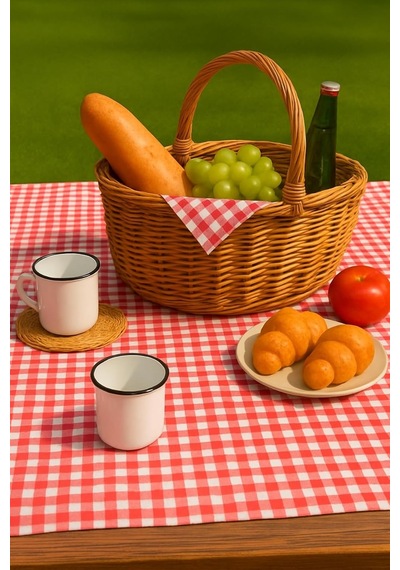 Lexroo 5li Piknik Seti, Piknik Masa Örtüsü 145x145cm Ve 4 Piknik Peçetesi 36x36cm Çok Renkli