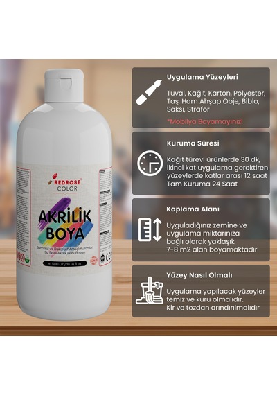 Red Rose Hardal Akrilik Boya 500 Gr 0,15 L