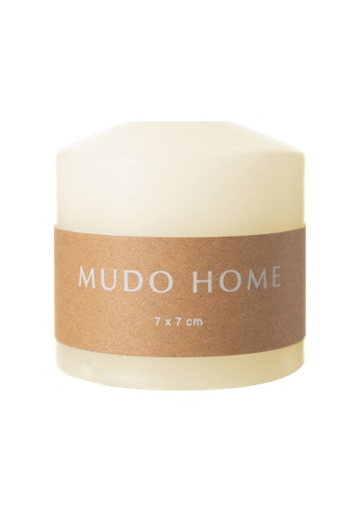 Mudo Home Sütun Mum Krem 7x7cm Ekru