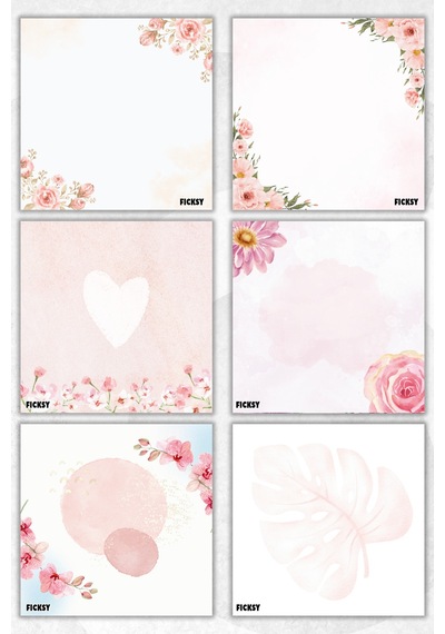 Çiçek Bloknot - 9 9 Cm Ebat- 50 Yaprak - Notepad - Memopad - Çizgisiz Not Kağıdı- To Do List - 2118
