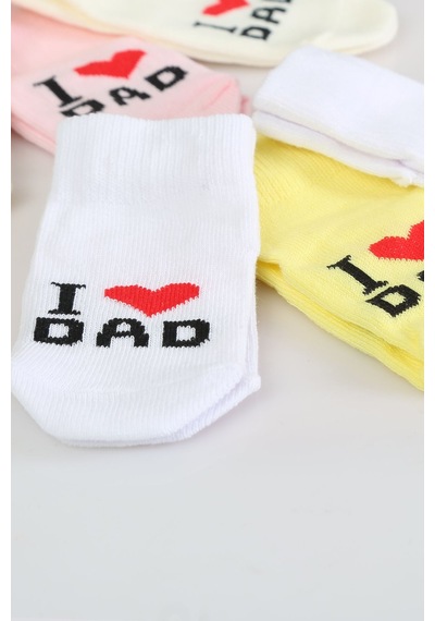 Baby Shez Pamuklu 6'lı Yenidoğan Erkek Bebek Çorap Dad Erkek Pembe
