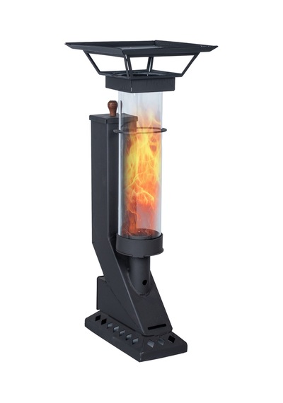 Etinova Compact İf-17 Camlı Alev Lambası Dış Mekan Pelet Soba - Siyah