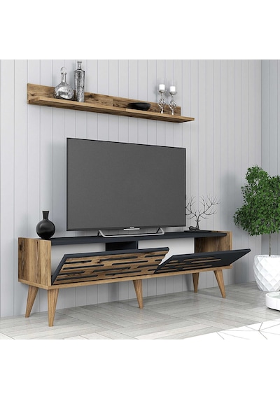 Variant Valensiya 140cm Tv Ünitesi Ve Orta Sehpa Takımı - Ceviz / Antrasit