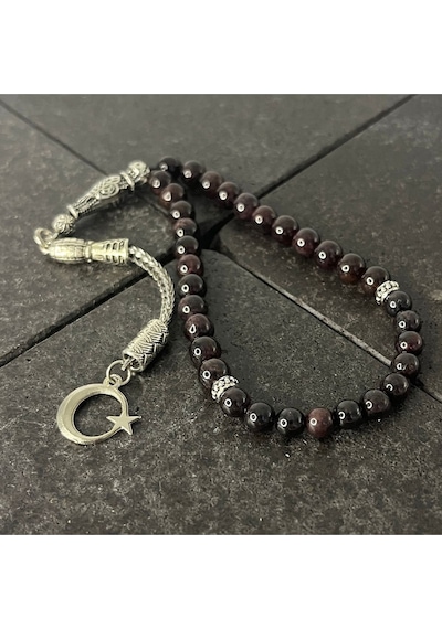 Sertifikalı Granat Lal 6mm 33lük Doğal Taş Tesbih