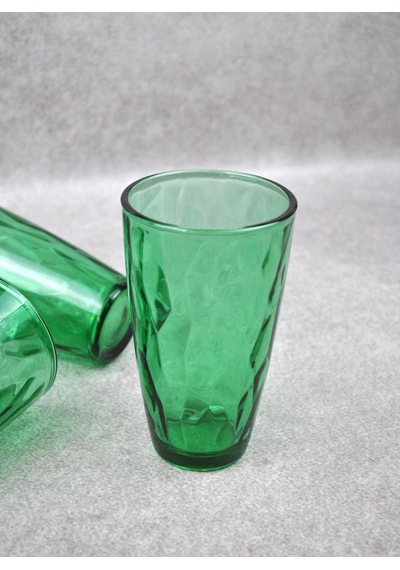 6'lı Kristal Cam Uzun Meşrubat Bardağı Yeşil Bardak 440 Ml