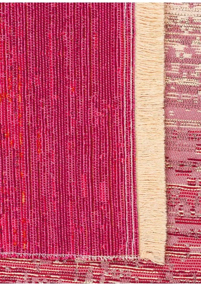 Kutnu Kılım Modern Ombre Renk Geçişli Yıkanabilir Çift Taraflı Kilim Pembe - Turuncu