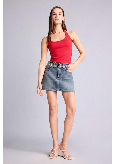 Defacto Fıtted Halter Yaka Fitilli Kaşkorse Atlet H8088ax26smrd51 Kırmızı-rd51