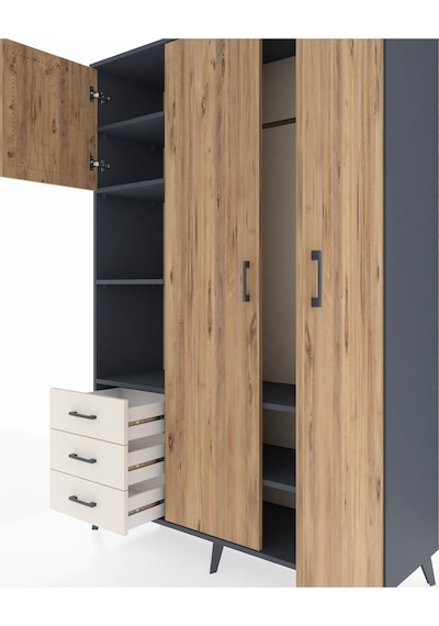 Hyperion Dolap 6 Raflı 3 Çekmeceli Tek Askılı 132x44x195 Antrasit-çam/aytaşı Atlas Çam/aytası Hyperion Dolap 6 Raflı 3 Çekmeceli Tek Askılı 132x44x195 Antrasit-çam/aytaşı Atlas Çam/aytası