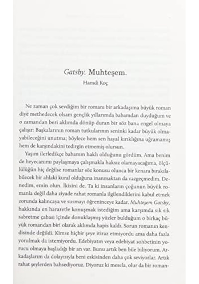 Muhteşem Gatsby: Hamdi Koç Un Önsözüyle
