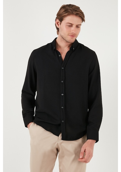 Buratti Regular Fit Uzun Kollu Düğmeli Yaka Erkek Gömlek Cf25S116777 Siyah