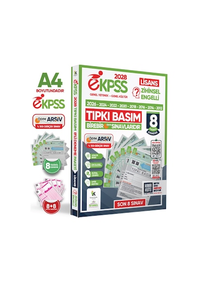 2028 EKPSS Lisans Zihinsel Engelli ÖSYM Çıkmış Soru Tıpkı Basım 8li Kitapçık TG Deneme Paketi
