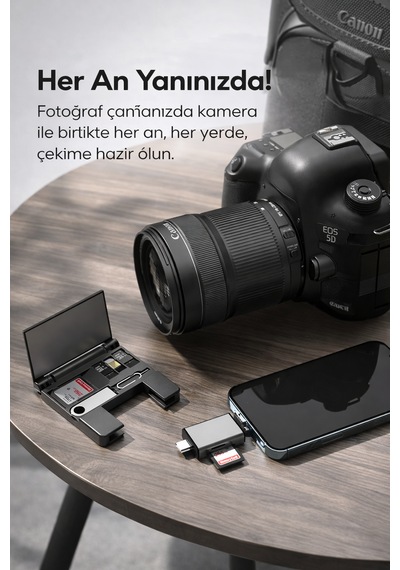 Çok Fonksiyonlu 7 In 1 Otg Kart Okuyucu Type C Usb Hafıza Apple Uyumlu iPhone Android Kart Saklama Kutusu