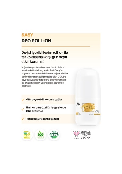 Sasy Antiperspirant Deo Doğal Içerikli Kadın Roll On 50 Ml