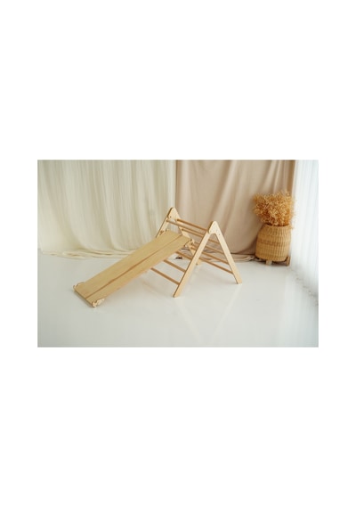 Montessori Pikler Üçgeni + Tırmanma Rampası Ve Kaydırak