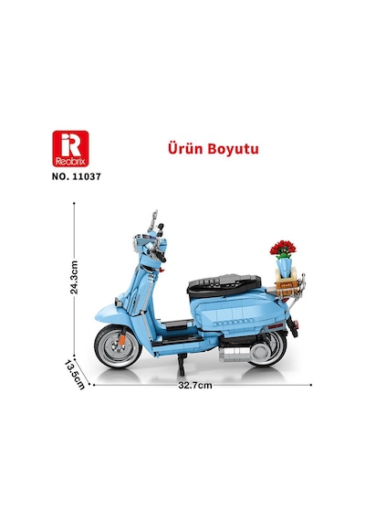 Reobrix Creator 11037 Retro Scooter Lambretta V200 Special Mavi Yaratıcı Yapı Blok Seti Building Blocks - 1169 Parça
