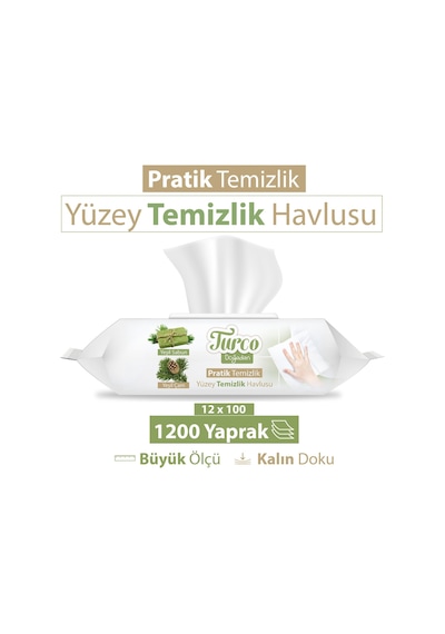 Baby Turco Doğadan Pratik Yüzey Temizlik Havlusu 12 x 100'lü