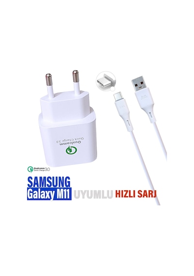 Samsung Galaxy Uyumlu M11 Şarj Aleti Type-c Kablo Hızlı Şarj Adaptörü