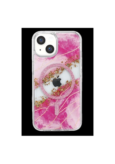 Onegif Apple Uyumlu iPhone 14 Lotus Simli Magsafe Kapak - Pembe