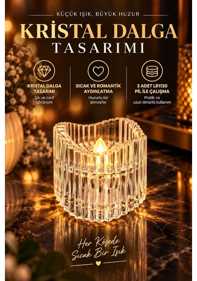 7 Adet Kristal Dalga Led Dekoratif Işık Pilli Masa Lambası 3303 Diğer