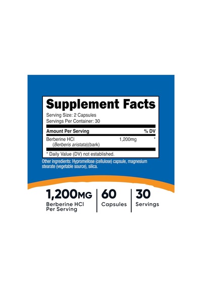 Nutricost Berberine Hcl 1200mg , 60 Vegetarian Capsules Weight Ma