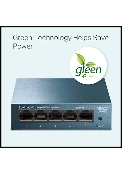 Tp-lınk Ls105g, Green Tech, 5 Port, Gigabit, Metal Kasa, Yönetilemez, Masaüstü Switch