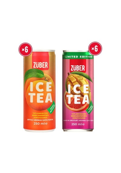 Ice Tea Mango & Greyfurt + Şeftali Soğuk Çay 250ml X 12 Adet