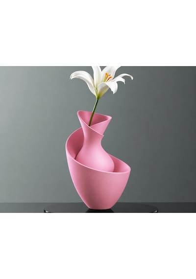 3d Baskı Bold Vazo - Akışkan Formlu Dekoratif Vazo-pembe Diğer