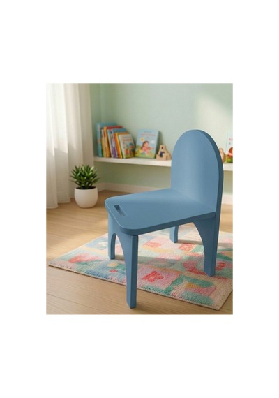 Montessori Mdf Çocuk Sandalyesi, Modern Tasarım, Güvenli Ve Dayanıklı Ahşap Çocuk Sandalyesi Mavi