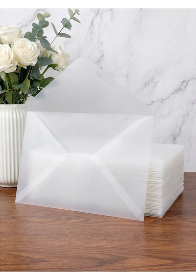 10 Adet 13x18 Cm Premium Kalite Davetiye Zarfı Buzlu Şeffaf