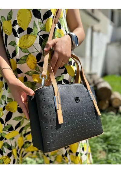 Just Polo Kadın Orijinal Just Polo 5 Bölmeli Şık El Ve Omuz Çantası Shoulder Bag 26 X 24 Siyah Camel