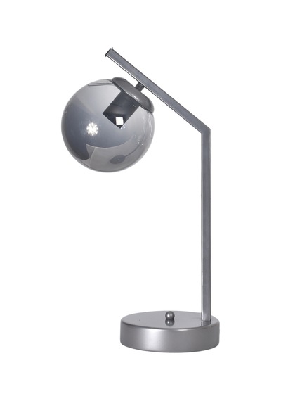 Brüksel Modern Tasarım Dizayn Kablolu Gri Renk Metal Füme Camlı Abajur Gece Lambası Masa Lambası Gri Füme Gri Füme