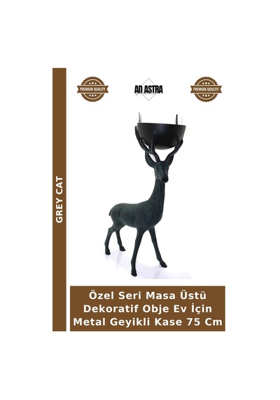 Özel Seri Masa Üstü Dekoratif Obje Ev İçin Metal Geyikli Kase 75 Cm