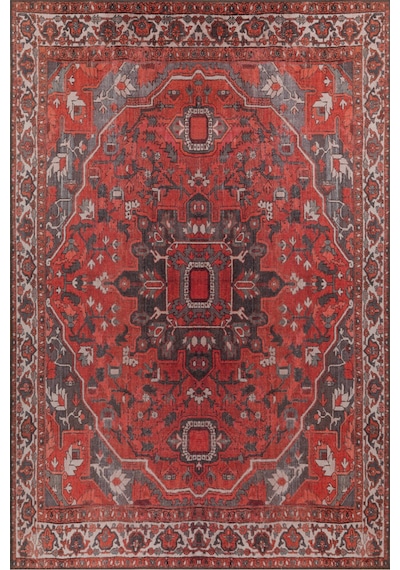 Foldy Vintage Desenli Dokuma Taban Dekoratif Kırmızı Halı Fl 48 Kırmızı 11