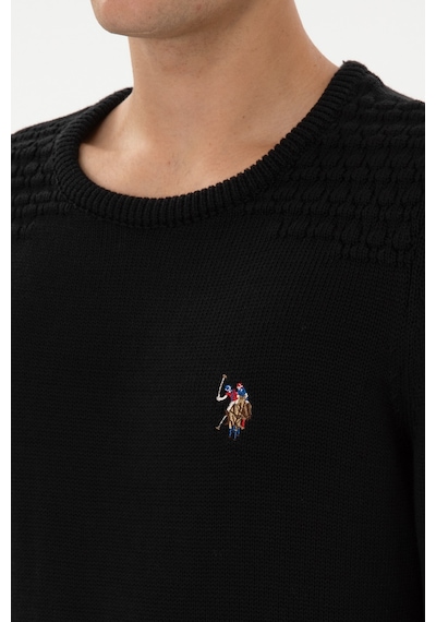 U.S. Polo Assn. Erkek Slim Fit Bisiklet Yaka Siyah Kazak 50314975-VR046