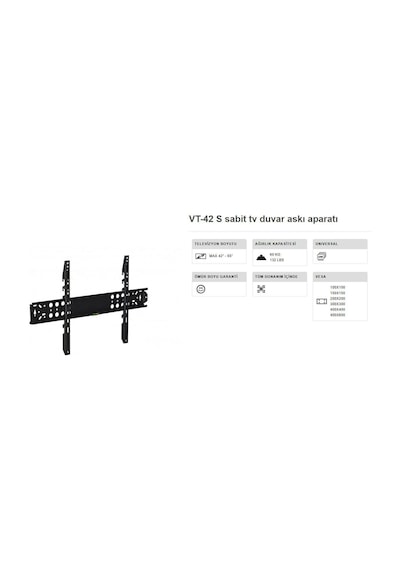 Vontech Vt 42s Tv Askı Aparatı 42-65 İnç Sabit 10x70 Cm