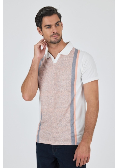 Kısa Kol Baskılı Suprem İtalyan Yaka Cepsiz Slim Fit Tişört 1011250123 Somon