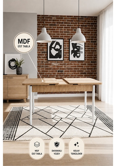 Ester 6 Kişilik Mutfak Masası Ve Yemek Masası Takımı Krem
