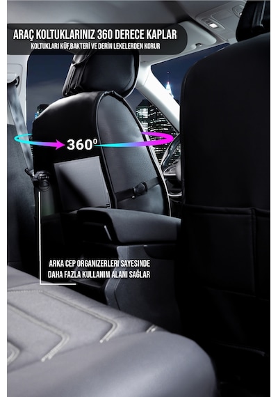 Fiat Palio Uyumlu Lüx Deri Oto Koltuk Kılıfı Ön Arka Set Siyah Sport Serisi Fs