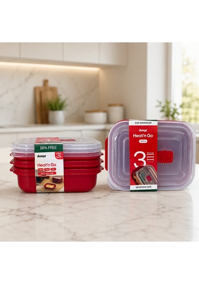 1300 Ml Mikrodalgada Kullanılabilen Yemek Saklama Ve Taşıma Kabı Öğle Yemeği Beslenme Ve Gıda Kırmızı