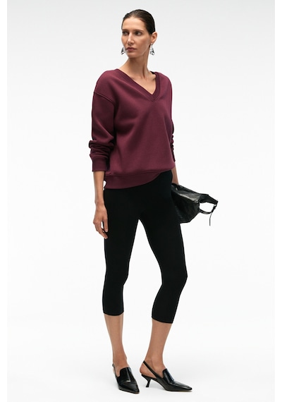 Grimelange ARINEL Kadın V Yaka Regular Fit Bordo Sweatshirt