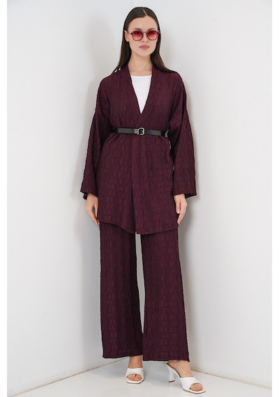 Bigdart Kadın Kimono Pantolon İkili Takım 30078 - Bordo