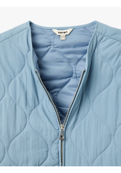 Koton Cepli Fermuarlı Oversize Kapitone Mont Mavi 5sak20037ew Mavi