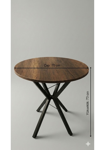 70 Cm Siyah Metal Ayak 2-3 Kişilik Yuvarlak Masa Mutfak Masası Balkon Masası Kafe Masası Ofis Masası Barok Ceviz