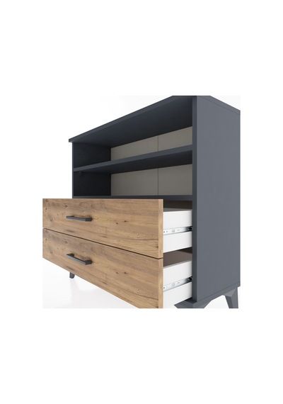 Arges Şifonyer 2 Raflı 2 Çekmeceli 88x30x80 Antrasit-çam Antrasit