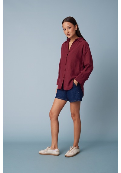 Avrile Oversize Gömlek Bordo