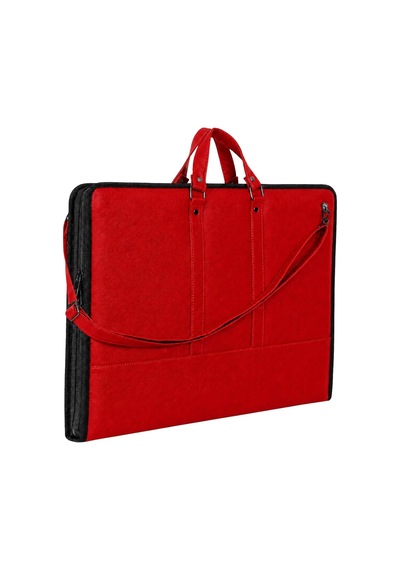 Lexroo 40x55 Cm Suni Deri Profesyonel Resim Proje Çantası Kırmızı