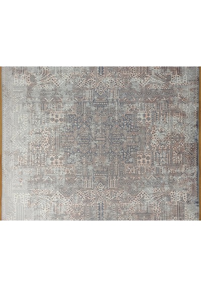 Eskitme Dokulu Gri Ve Pudra Soyut Modern Halı - 12633ou Gri - Pudra