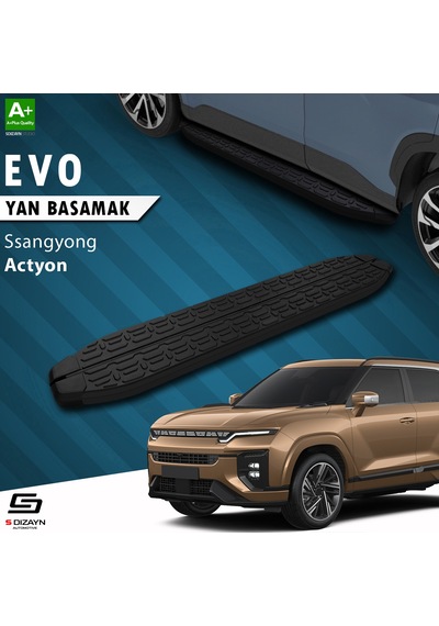 S-dizayn Ssangyong Actyon Evo Siyah Yan Basamak 183 Cm 2024 Üzeri A+ Kalite
