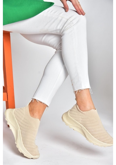 Fox Shoes P239503304 Bej Triko Kumaş Kadın Spor Ayakkabı Sneakers Bej