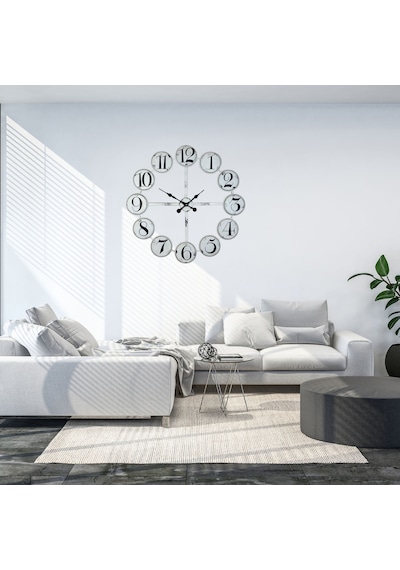 Rustik Beyaz 80 Cm Metal Duvar Saati